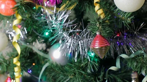 Candy Stick Hanging on Christmas Tree Stock Footage 83387990