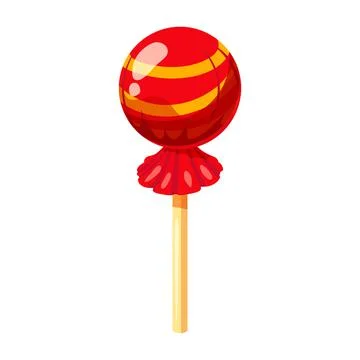 Candy on a stick isometric 3d sweet. Lollipop caramel vector Stock Illustration