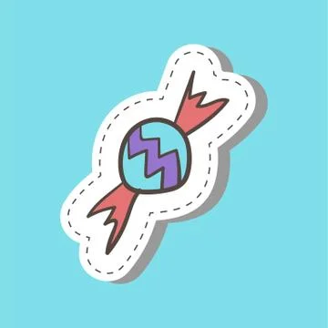 Candy sticker hand draw colored in flat style Stock Illustration