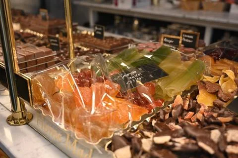 Candy store with chocolade all home made Stock Photos