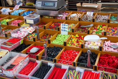 Candy store at a flea market Foto stock