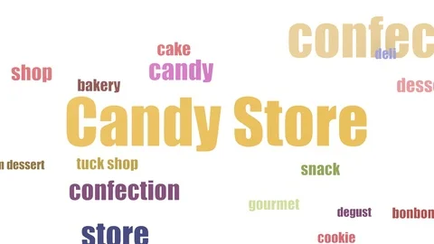 Candy Store Word Cloud Animated Isolated Stock Footage 103094744