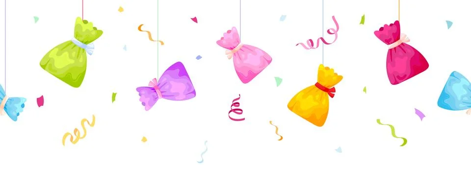 Candy sweet banner seamless pattern colorful flat Stock Illustration
