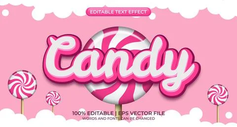 Candy sweet - editable text effect, font style. Candy text, cartoon style edi Stock Illustration