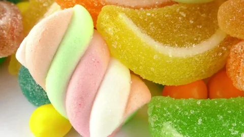 Candy Sweet Jelly Lolly and Delicious Sugar Dessert Stock Footage