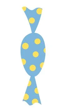 Candy, sweet in polka dots wrapper hand drawn illustration 스톡 일러스트
