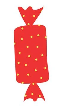 Candy, sweet in polka dots wrapper hand drawn illustration Stock Illustration