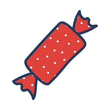 Candy, sweet in polka dots wrapper hand drawn illustration Stock Illustration