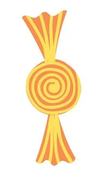 Candy, sweet in wrapper with spiral pattern hand drawn illustration Illustrazione stock
