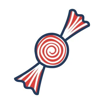 Candy, sweet in wrapper with spiral pattern hand drawn illustration 스톡 일러스트