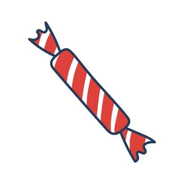 Candy, sweet in wrapper with stripes hand drawn illustration Stock Illustration