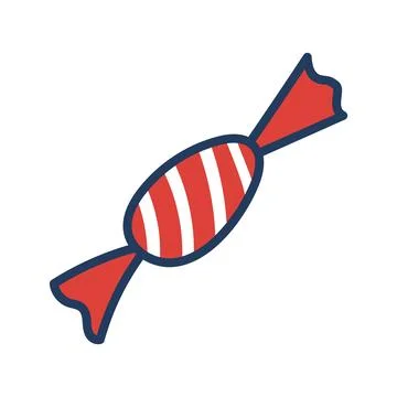 Candy, sweet in wrapper with stripes hand drawn illustration 스톡 일러스트