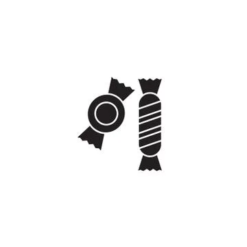 Candy sweets black vector concept icon. Candy sweets flat illustration, sign Stock Illustration