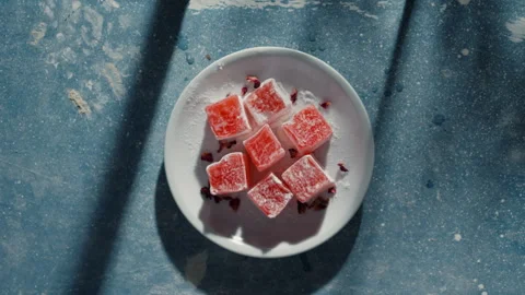 Candy Sweets Confectionery Passing Shadow Turkish Delight Stock Footage 274566043