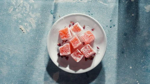 Candy Sweets Confectionery Passing Shadow Turkish Delight Stock Footage 274566818