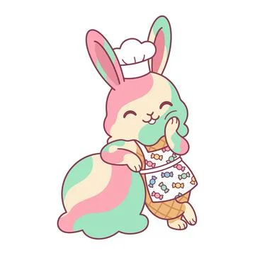 Candy Swirl Bunny Baker Illustration