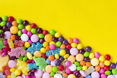 Candy on the table, colorful candy background Stock Photos
