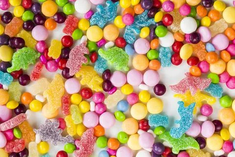 Candy on the table, colorful candy background Stock Photos