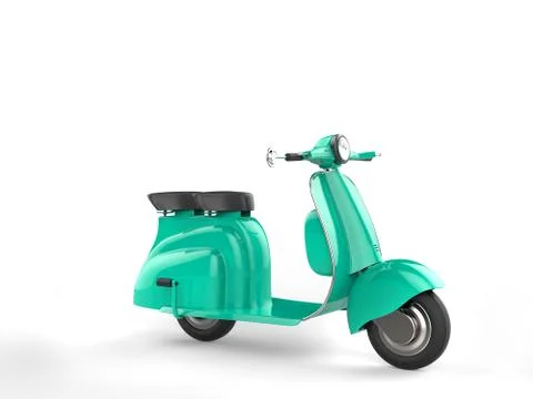Candy teal moped on white background Stock Illustration