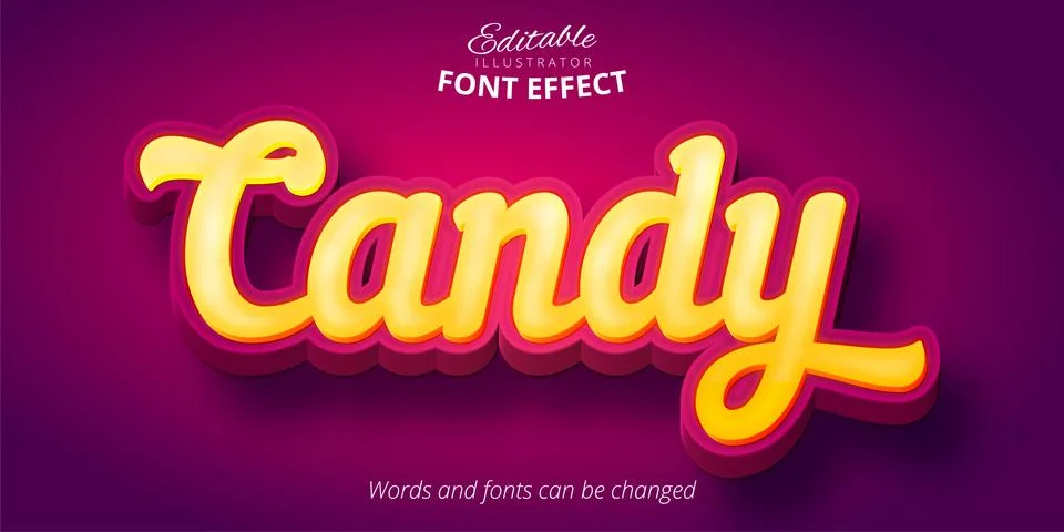 Candy text, 3d editable font effect Stock Illustration