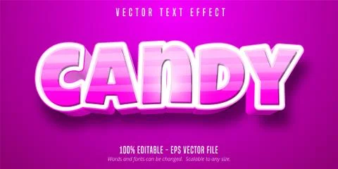 Candy text, cartoon style editable text effect Stock Illustration