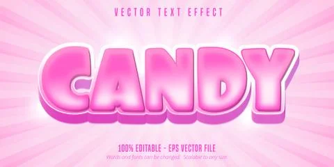 Candy text, cartoon style editable text effect Stock Illustration