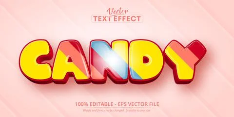 Candy text, cartoon style editable text effect Stock Illustration