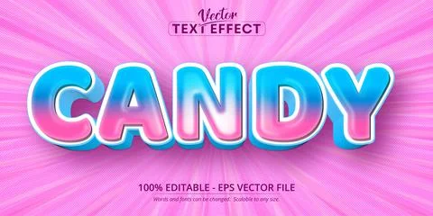 Candy text, cartoon style editable text effect Stock Illustration