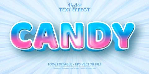 Candy text, cartoon style editable text effect Stock Illustration