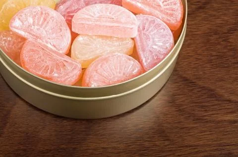 Candy in a tin. Stock Photos