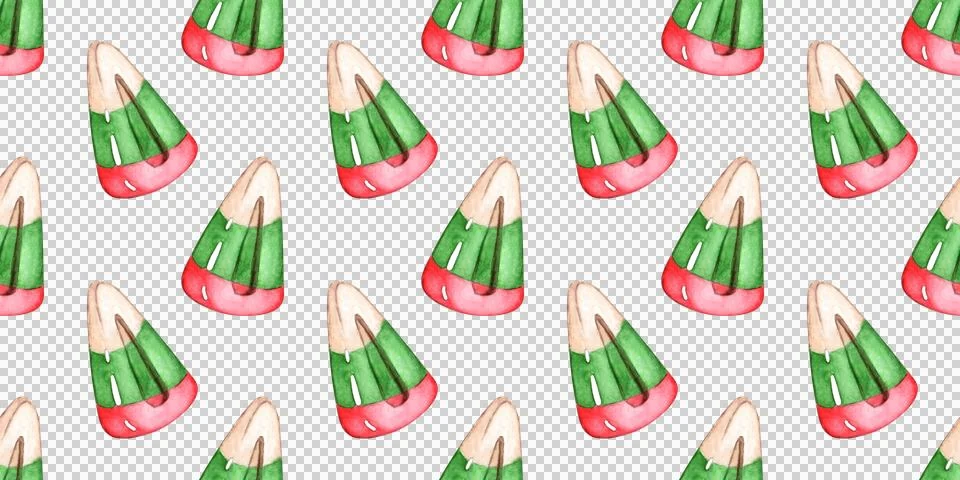 Candy triangular Christmas pattern watercolor Stock Illustration