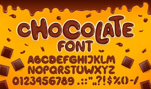 Candy type, chocolate font, brown choco typeface 스톡 일러스트