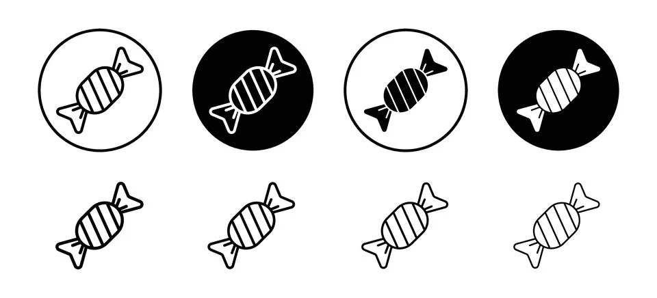 Candy vector icon set collection. Candy Outline flat Icon. 스톡 일러스트