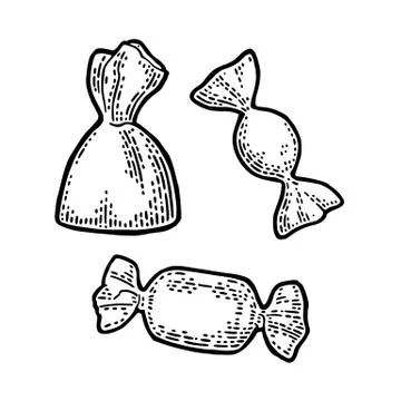 Candy Vector vintage black engraving illustration. Stockillustratie