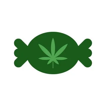 Candy with weed leaf icon on white background Stock Illustration