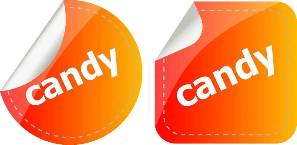 Candy word stickers set, web icon button Stock Illustration