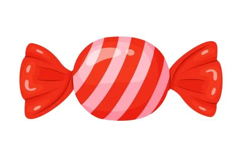 Candy wrapped in bright red cellophane. Colorful flat style Stock Illustration