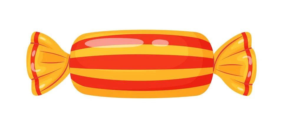 Candy wrapped in orange cellophane, with red and yellow stripes. Colorful f.. Stock Illustration