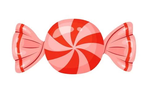 Candy wrapped in pink cellophane flat style vector illustration. Stock Illustration