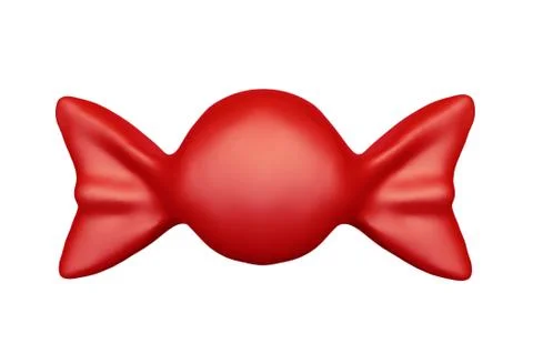 Candy wrapped in red isolated on white 3d illustration. Stock Illustration