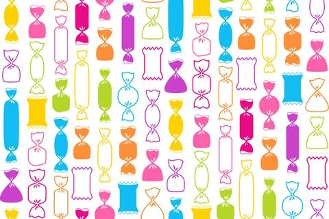 Candy wrapped sweets seamless pattern bonbon lollipop trendy cartoon boundless Illustrazione stock