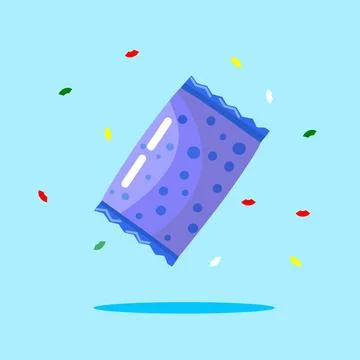 Candy Wrapper with Confetti Vector Illustration Cartoon Design Stock Illustration