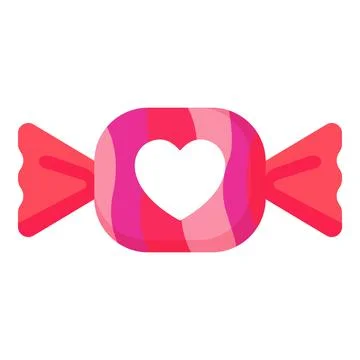 Candy in a wrapper with a heart symbol, representing love, sweetness, valentines Illustrazione stock
