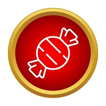 Candy wrapper icon on round red button 스톡 일러스트