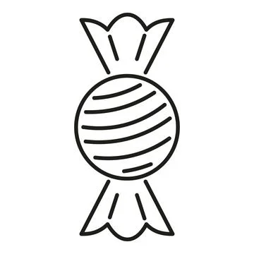 Candy in wrapper line art icon on white background Illustrazione stock