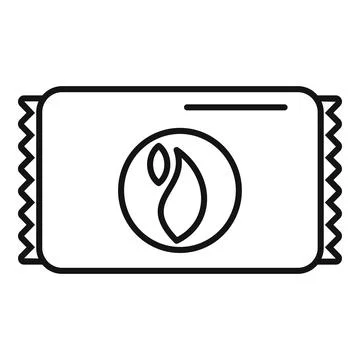 Candy wrapper outline icon with leaf symbol Stock Illustration