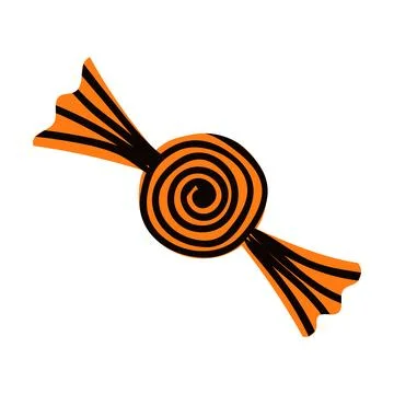 Candy in wrapper with spiral hand drawn Halloween illustration. 스톡 일러스트