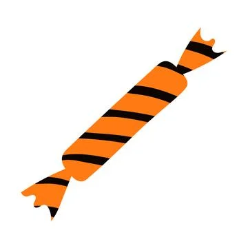 Candy in wrapper with stripes hand drawn Halloween illustration. Illustrazione stock