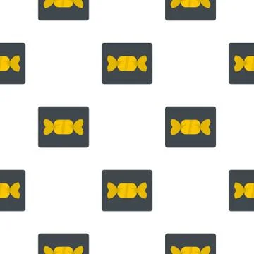 Candy in yellow wrap pattern flat Stock Illustration