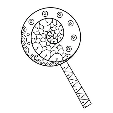 Candy in zentangle style coloring page. Halloween print with lettering for Stock Illustration
